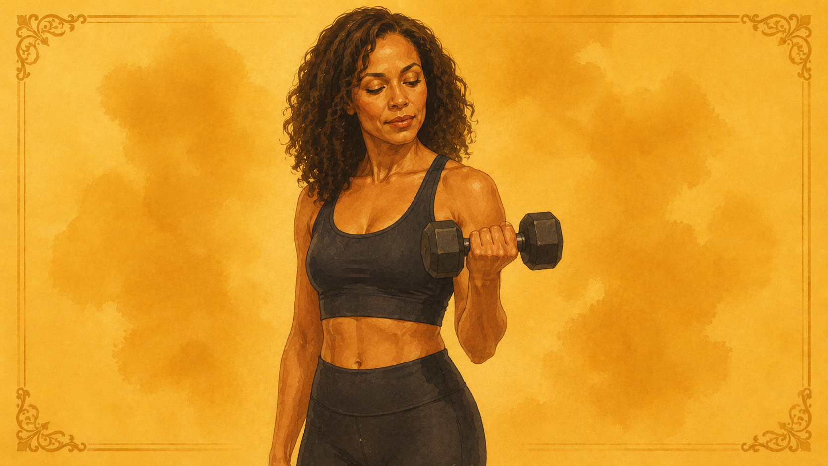 mujer de unos 45 años entrenando fuerza